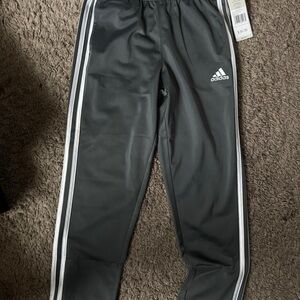 Adidas Kids Charcoal Joggers with White Stripes